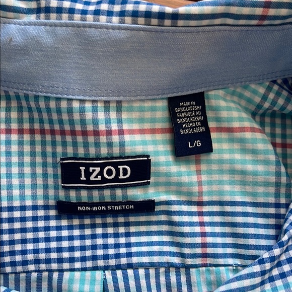 IZOD Men's Blue Plaid Shirt - Picture 2 of 6